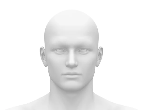 Blank White Male Head - Front view — Stock Photo, Image