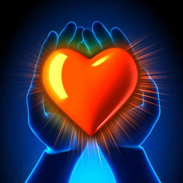 Heart Glowing Hands — Stock Photo, Image