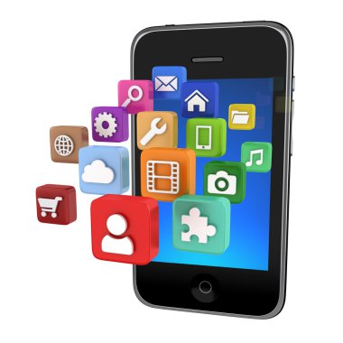 telefon ile app simgeleri - beyaz izole