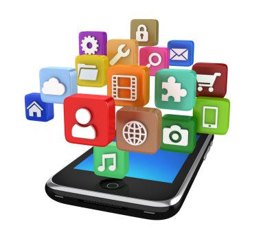 telefon ile app simgeleri - beyaz izole