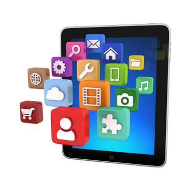 app simgeleri - beyaz izole olan tablet