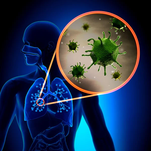 De koude virus van de griep in detail - Microscoop — Stockfoto