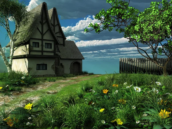 Old cottage in spring — Stock Photo, Image