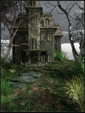 casa embrujada en un parque abandonado.