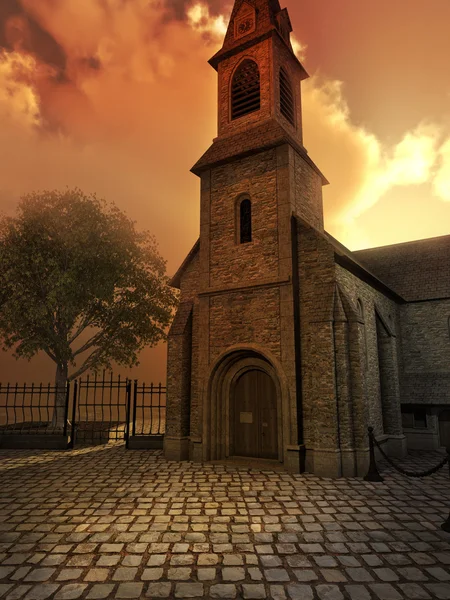 Kirche im Sonnenuntergang — Stockfoto