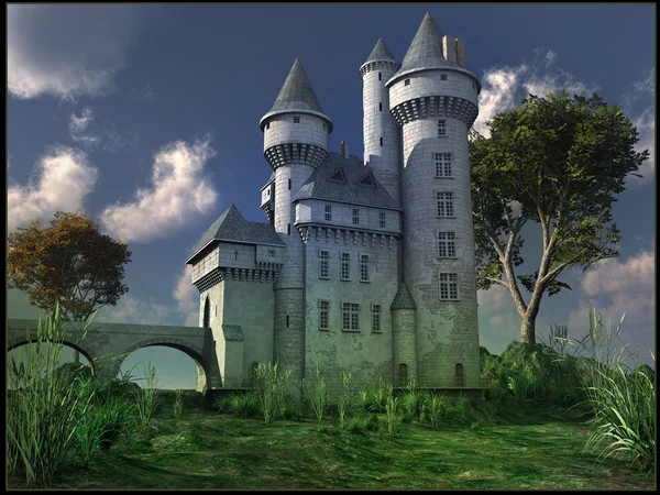 Gothic castle on a green meadow — Stock Photo, Image