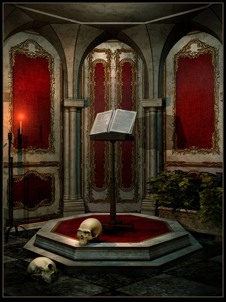 Книга стоять в красном храме — стоковое фото