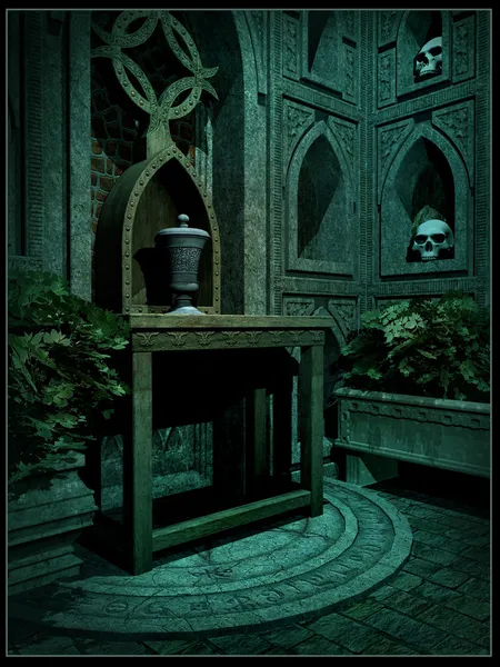 Interior de uma cripta de fantasia — Fotografia de Stock