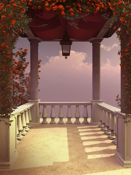 Arbor with red roses — Stock Photo, Image