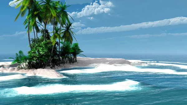 Isola tropicale con palme da cocco — Foto Stock