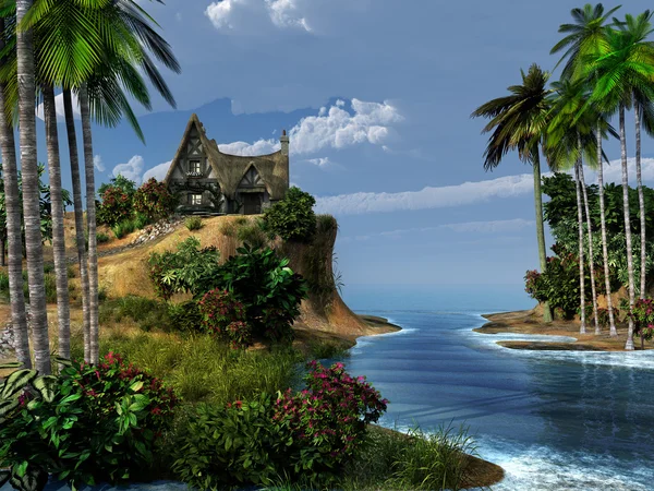 Chata na egzotycznej wyspie — Zdjęcie stockowe