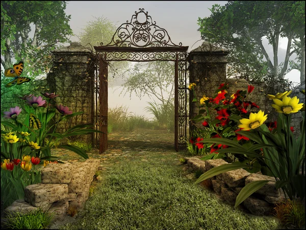 Gate to magic garden — Stock Photo, Image