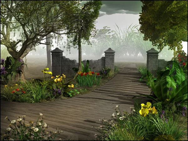 Ingången till magiska trädgård — Stockfoto
