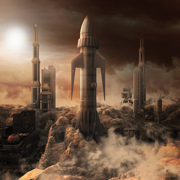 Sunrise over spaceport