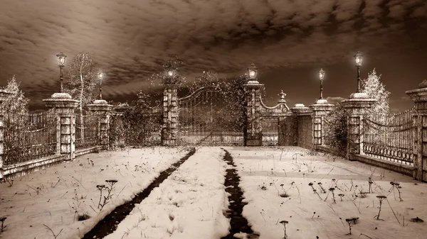 Ворота в зимний сад — стоковое фото