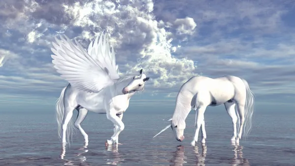 Unicórnio e pegasus — Fotografia de Stock