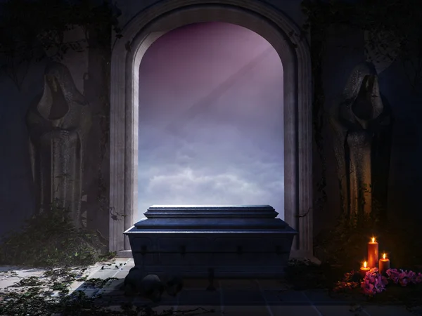 Sarcophage à l'intérieur du tombeau — Photo