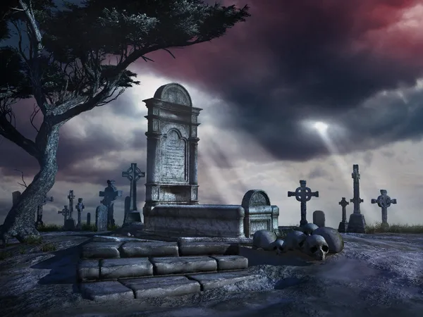 Sepultura solitária no antigo cemitério — Fotografia de Stock