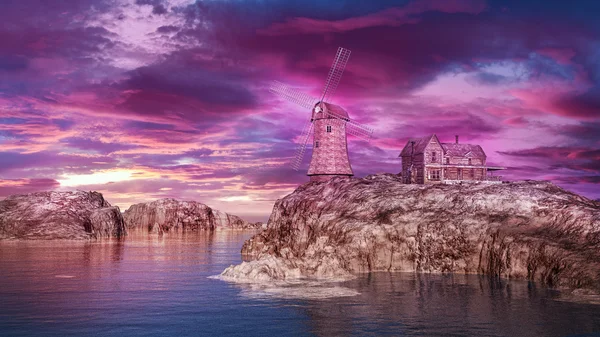 Violet sky over the rocky islands — Stock Photo, Image