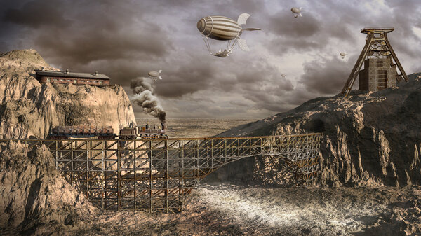 Airships over old mine