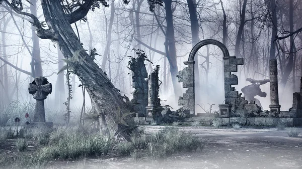 Ruinen im Nebel — Stockfoto