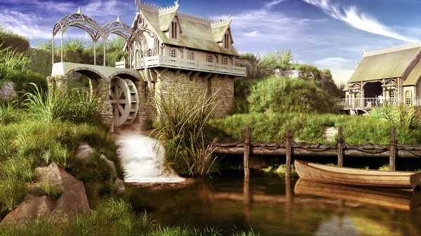 Fairytale watermill — Stock Photo, Image