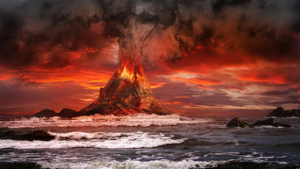 Volcán en el mar —  Fotos de Stock