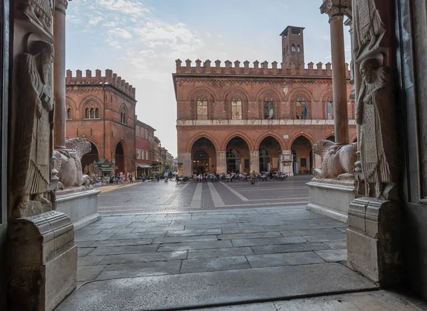 Piazza Del Comune Cremona Existuje Několik Historických Budov Postavených Typickými — Stock fotografie