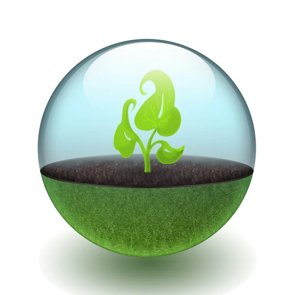 Green earth with green plant — Stock Photo, Image