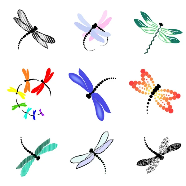 Set van beelden van libellen — Stockfoto