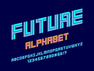 Büyük harf, sayı ve sembollerle optik illüzyon alfabe tasarımı