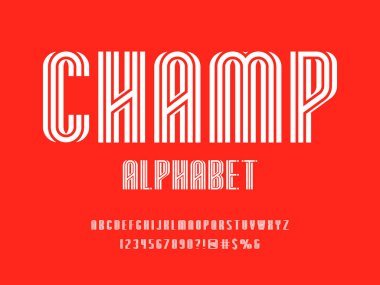 Büyük harf, sayı ve sembol ile modern stilize alfabe tasarımı