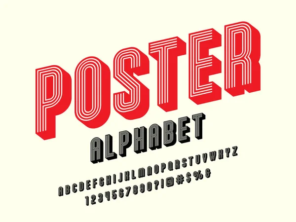 Modern Gestileerd Alfabet Ontwerp Met Hoofdletters Cijfers Symbool — Stockvector