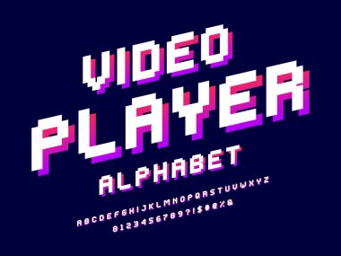 büyük harf, sayı ve sembol ile piksel biçimi yazı tipi tasarımı