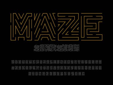 Modern soyut labirent alfabe tasarımının vektörü