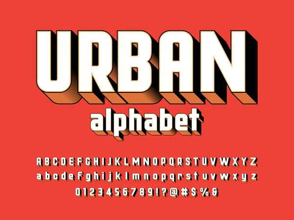 Vektor Des Stilisierten Modernen Alphabet Designs Mit Großbuchstaben Kleinbuchstaben Zahlen — Stockvektor