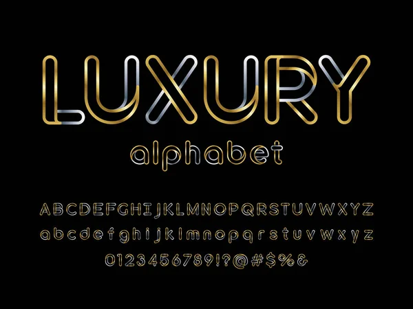 Vector Stylized Modern Glamorous Font Alphabet Design Uppercase Lowercase Numbers — Stock Vector