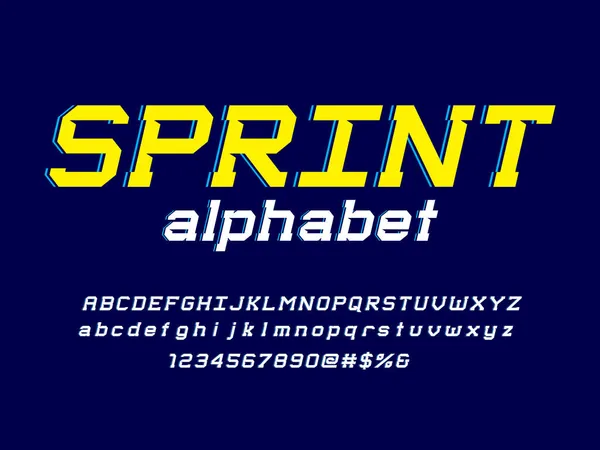 Design Moderno Alfabeto Estilo Esportivo Com Letras Maiúsculas Minúsculas Números —  Vetores de Stock