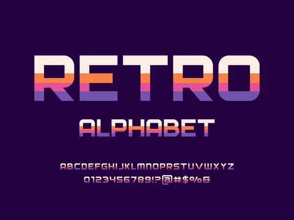 Retro Stilisiertes Alphabet Design Mit Großbuchstaben Zahlen Und Symbol — Stockvektor