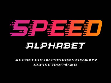 Büyük harf, sayı ve sembol ile hız biçimi alfabe tasarımı