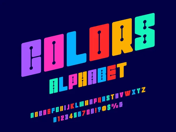 Vektor Der Leiterplattenlinie Punkte Alphabet Design Mit Großbuchstaben Zahlen Und — Stockvektor