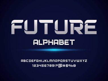 Büyük harf, sayı ve sembol ile modern soyut alfabe tasarımı