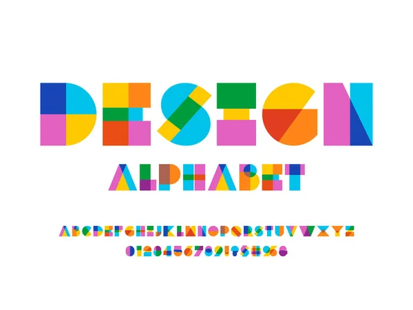 Vecteur Alphabet Abstrait Moderne Majuscules Chiffres Symboles — Image vectorielle