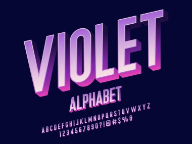 Büyük harf, sayı ve sembollerle modern alfabe tasarımının vektörü