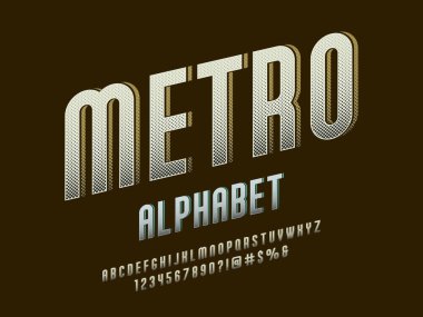 Büyük harf, sayı ve sembollerle yarım ton biçiminde alfabe dizaynı