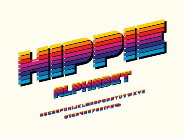 Büyük harf, sayı ve sembol içeren Retro biçimlendirilmiş alfabe tasarımı