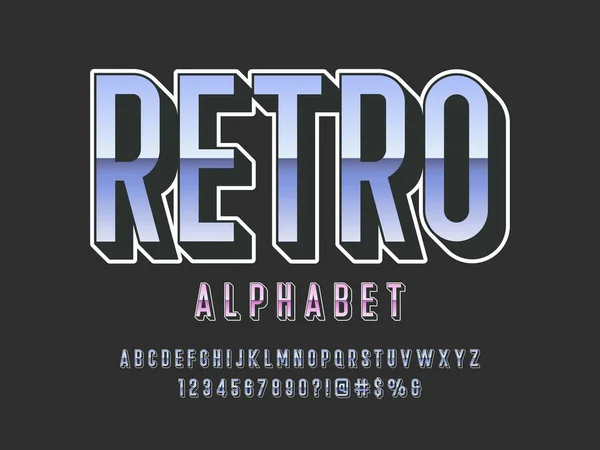 Vector Retro Alphabet Design Uppercase Numbers Symbols — Stockový vektor