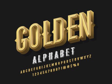 Büyük harf, sayı ve sembollerle keski biçimi alfabe tasarımı