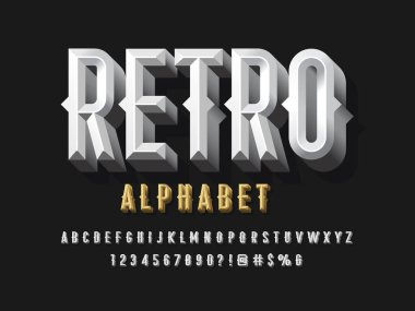 Büyük harf, sayı ve sembollerle keski biçimi alfabe tasarımı
