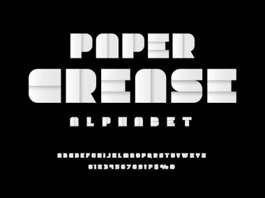 Paper folding abstract style alphabet design with uppercase, numbers and symbols